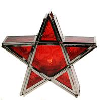 Lantern, star shape red, 17cm