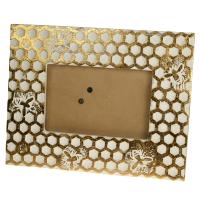 Photo frame, mango wood honeycomb design 6x4in photo