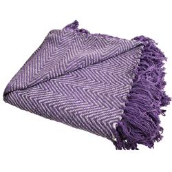 Throw/Bedspread Soft Recycled Material Chevron Design Lilac 150x125cm