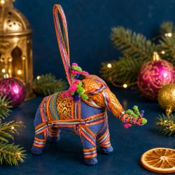 Hanging Rajasthani Fabric Elephant Ornament