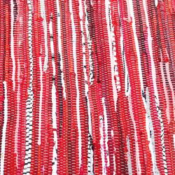 Rag rug, recycled material, red 80x120cm