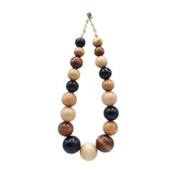Necklace, Wooden Beads Browns / Black 55cm