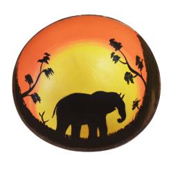 Coconut bowl, painted elephant
