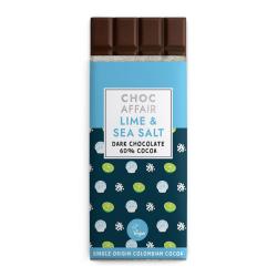 Lime and sea salt dark chocolate bar