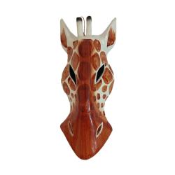 Mask Albesia Wood Giraffe Orange / Brown Spots 20cm