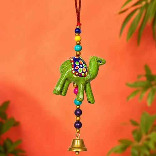 Camel Hanging with Bell Recycled Plastic Green Red