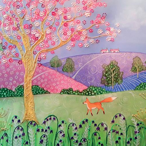 Greetings card "Spring Fox" 16x16cm