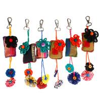 Keychain, cushion, recycled fabric assorted colours, 22cm