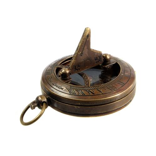 Pocket sundial and compass in brass