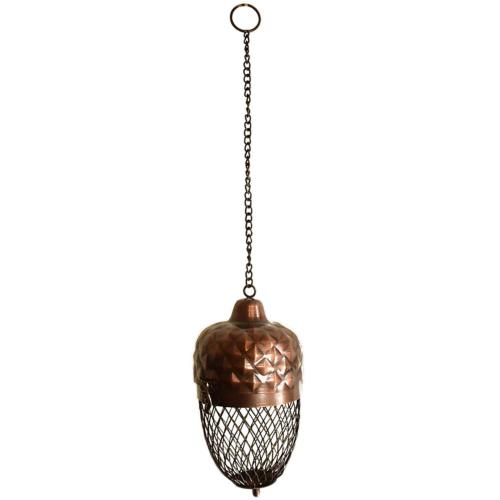 Hanging bird feeder acorn shape metal 13x21cm