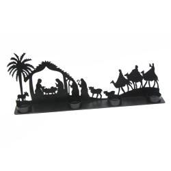 T-lite holder Nativity scene, part recycled metal 42.5 x 5 x 16cm
