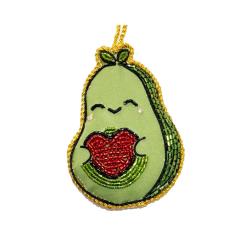 Hanging Decoration Embroidered Avocado with Heart