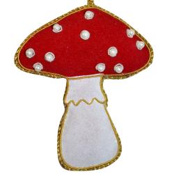 Hanging decoration, embroidered velvet, toadstool