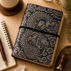 Notebook Leather Bound Dragon 13 x 18cm