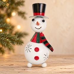 Lets Boogie Snowman Christmas ornament, dressed in a black hat, size 10x10x21cm