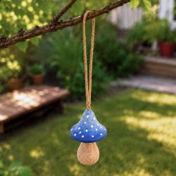 Handcrafted Blue Woodland Toadstool Hanging Decoration
