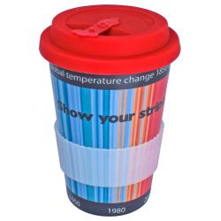 Reusable travel cup, biodegradable, show your stripes