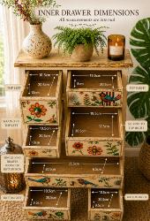 Chest of Drawers Handpainted Wood Storage Cabinet 45x30x65cm