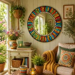 Mirror Multicoloured Recycled Glass Mosaic 30cm