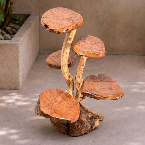 Hand-Carved Five-Tier Display Stand