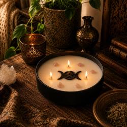 Candle with Gemstone Esoteric Love Spell, Rose + Peony 200g