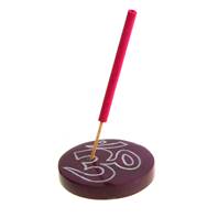 Incense holder, soapstone, Om symbol purple