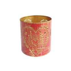 Tealight Holder Metal Red Hearts 6 x 6cm