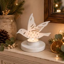 Metal Tealight Holder Dove 13x8x11cm