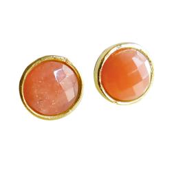 Ear studs pink moonstone