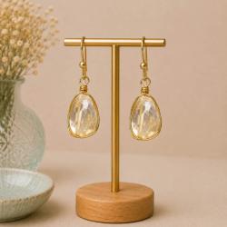 Earrings single drop citrine