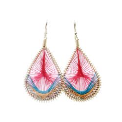 Earrings Multicoloured Webbed Thread on Teardrop