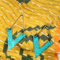 Earrings, turquoise V shape