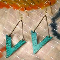 Earrings, turquoise V shape