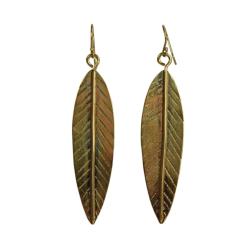 Earrings, Brass, solid leaf engraved drop 5.5 (L) x 1.5 (W) cm