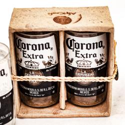 Pack of 2 glass tumblers, recycled Corona bottles, clear