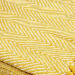 Throw/Bedspread Soft Recycled Material Chevron Design Yellow 150x125cm