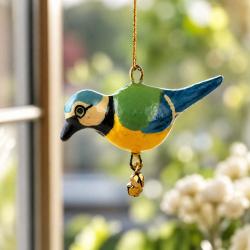 Hanging Bird Decoration Blue Tit, Recycled Plastic