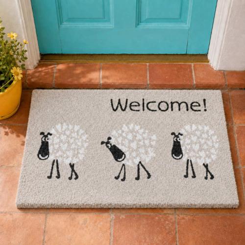 Doormat / Rug Coconut Coir Welcome Sheep 60 x 40cm