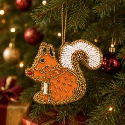 Hanging Christmas Decoration Squirrel Beaded 