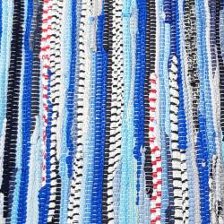 Rag rug, recycled material, blue 50x90cm