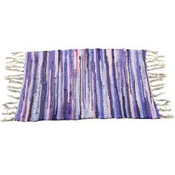 Rag rug, recycled material, purple 50x90cm