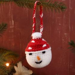 Hanging Hand Knitted Snowman Christmas Decoration Red Hat
