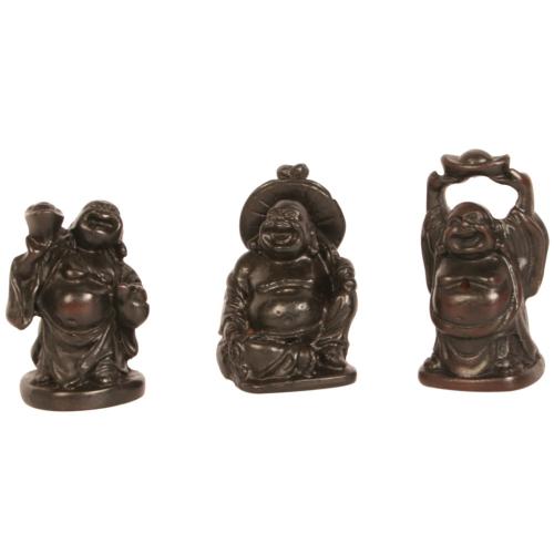 Resin laughing Buddha incense holder 3 assorted