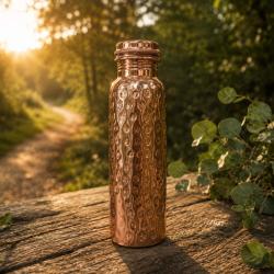 Copper water bottle, hammered, 900ml