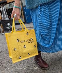 Jute shopping bag, yellow Save Our Bees