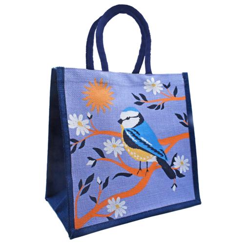 Jute Shopping Bag, Blue Tit 30x30cm