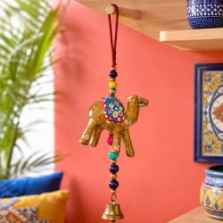 Camel Hanging with Bell Recycled Plastic Brown Blue