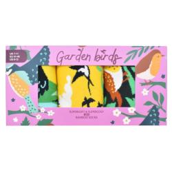 3 Pairs Bamboo Socks Garden Birds UK 7-11
