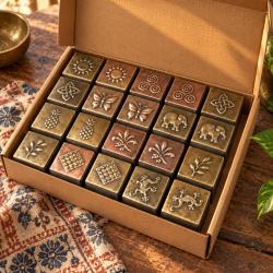 Set of 20 mini metal trinket boxes, 2 each of 10 designs