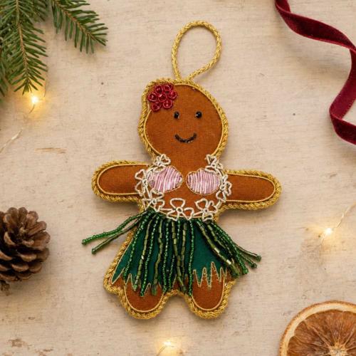 Hanging Decoration Embroidered Hula Gingerbread